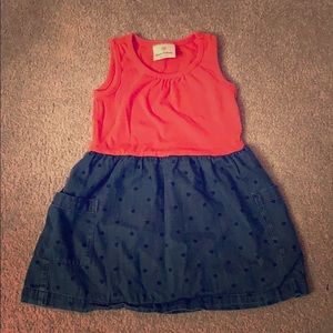 Hanna Andersson Coral and Chambray Dress